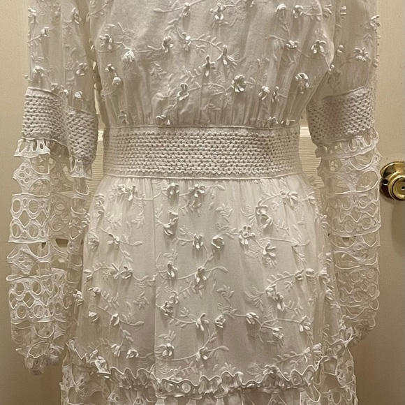 Boston Proper Mixed Media Short Dress in White - Picture 6 of 10